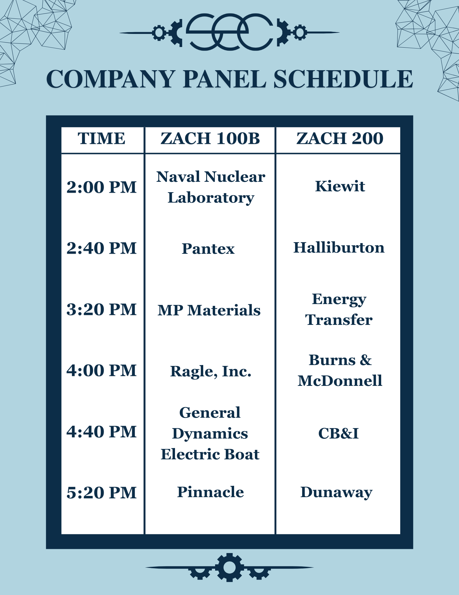 Company Chat Schedule